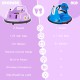 Purple 12V electric ride-on car with remote control, LED lights, and 360-degree rotation for safe, fun playtime.